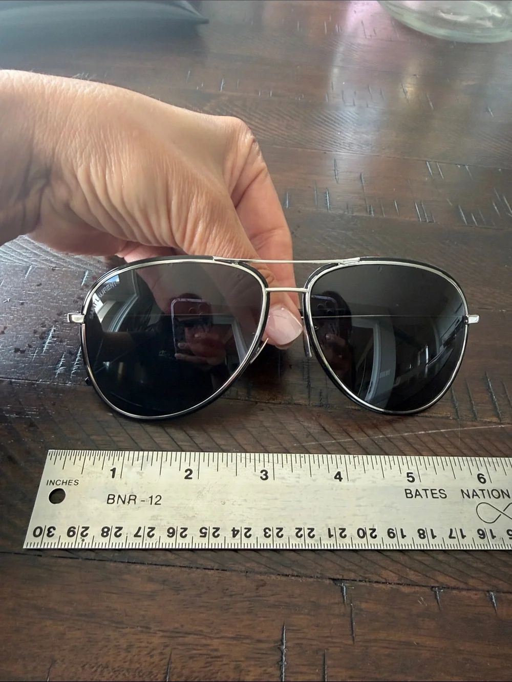 Saint Laurent Silver Aviator Sunglasses with Black Lenses